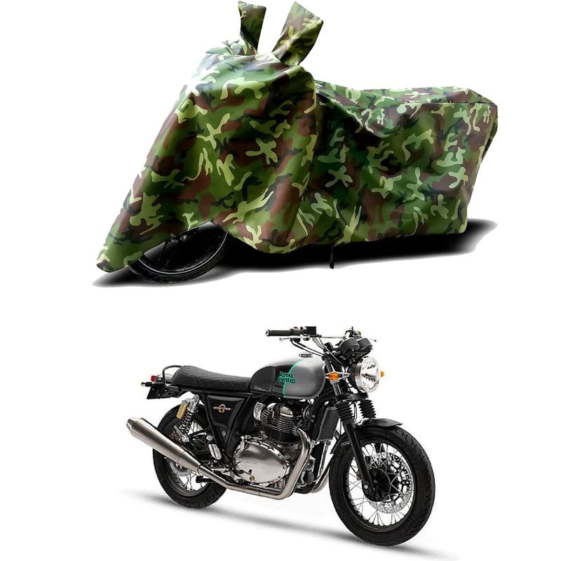 Image of 100% Water Resistant Bike Scooty Two Wheeler Body Cover Compatible for Royal Enfie Interceptor 650 Mark /UV-Rays /Heat Protection /Birds Dropping /Scratchproof /Dust Proof /Waterproof[Green MJ]