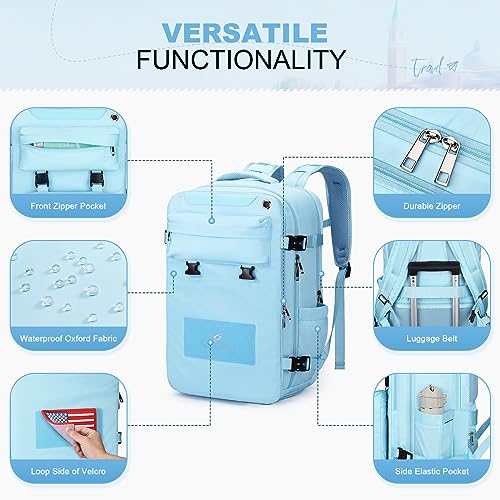 Image of Maelstrom Travel Backpack for Women Men,30L Waterproof Laptop Backpack Fits 17-Inch Laptop, Gift for School Work Backpack with Detachable Crossbody Bag & Shoe Compartment (Blue, Large-Upgrade)