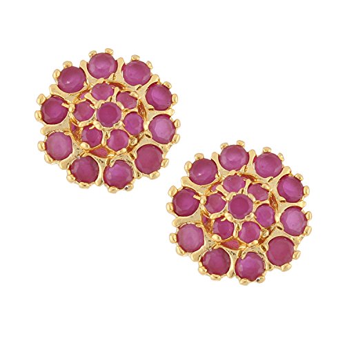 Efulgenz Indian Studs Earrings for Women Indian Jewelry Pink CZ Crystal Floral Stud Earring for Women