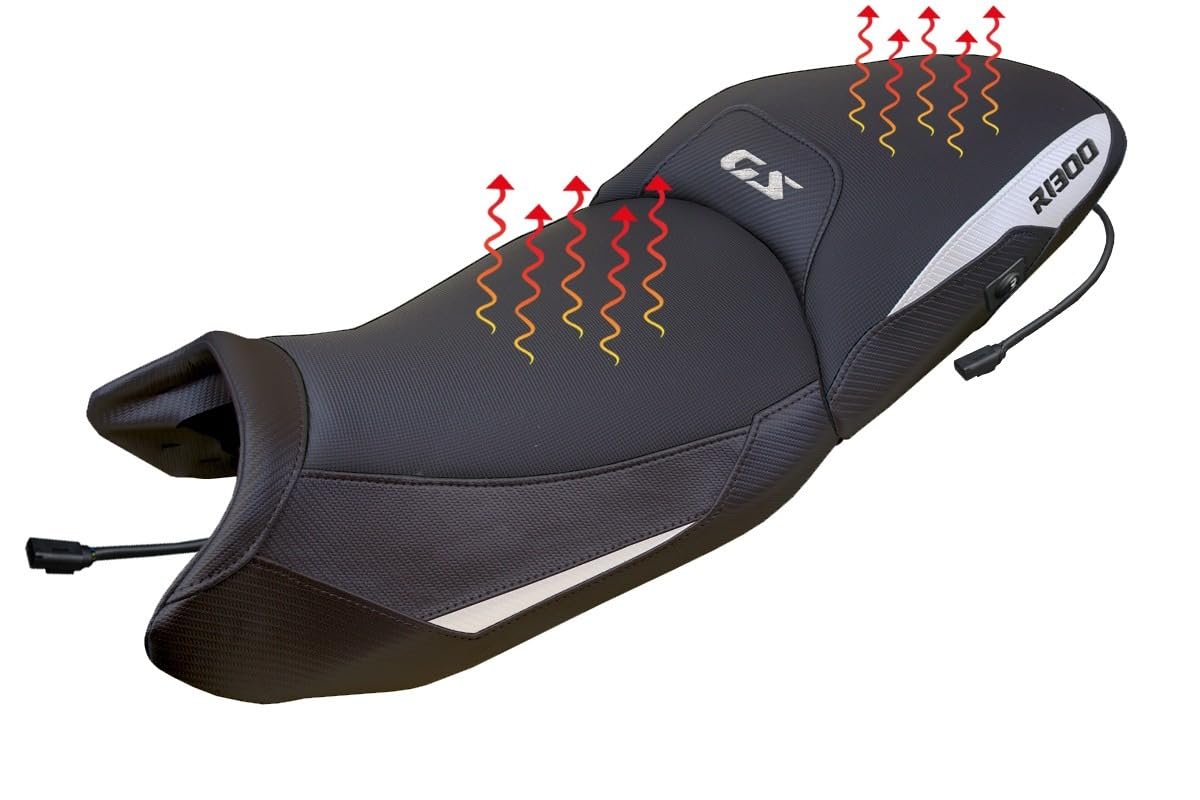 Kompletny fotel kompatybilny - BMW R 1300 GS 2023-2026 - mod Dorfen System Komfort - Podwyższona WH (biała) z logo
