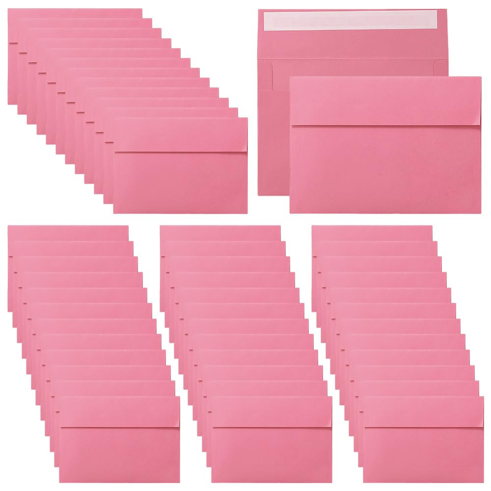 ZSUIQIN 50 x Business Envelopes(Peach Red) - 18.3 x 13.1 cm - Self-Adhesive - Peel and Seal Wallet Envelopes, Peach Red Envelope for Wedding, Party Invitations, Greeting Cards, Announcements, Photos