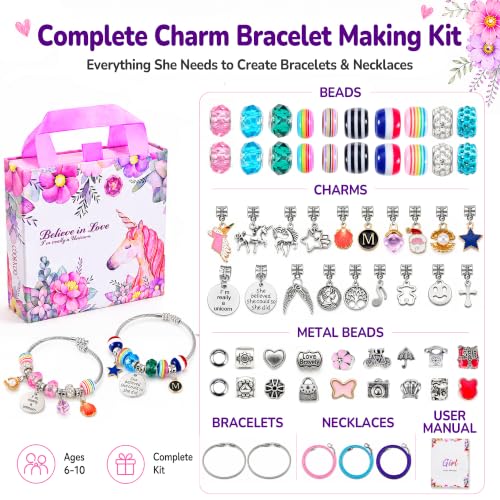 Image of COO&KOO Charm Bracelet Making Kit, A Unicorn Girls Toy that Inspires Creativity and Imagination, Crafts for Girls Ages 8-12 with Jewelry Making Kit Perfect Gifts for 6 7 8 9 10 Girl Self-Expression!