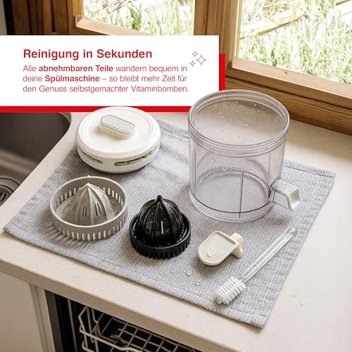 Solis Multi-Juicer – elektrischer Entsafter für Zitrusfrüchte, Äpfel & Melonen – automatische Saftpresse mit 2 Presskegeln – BPA-frei, spülmaschinengeeignet, kompakt – für frischen Vitamingenuss