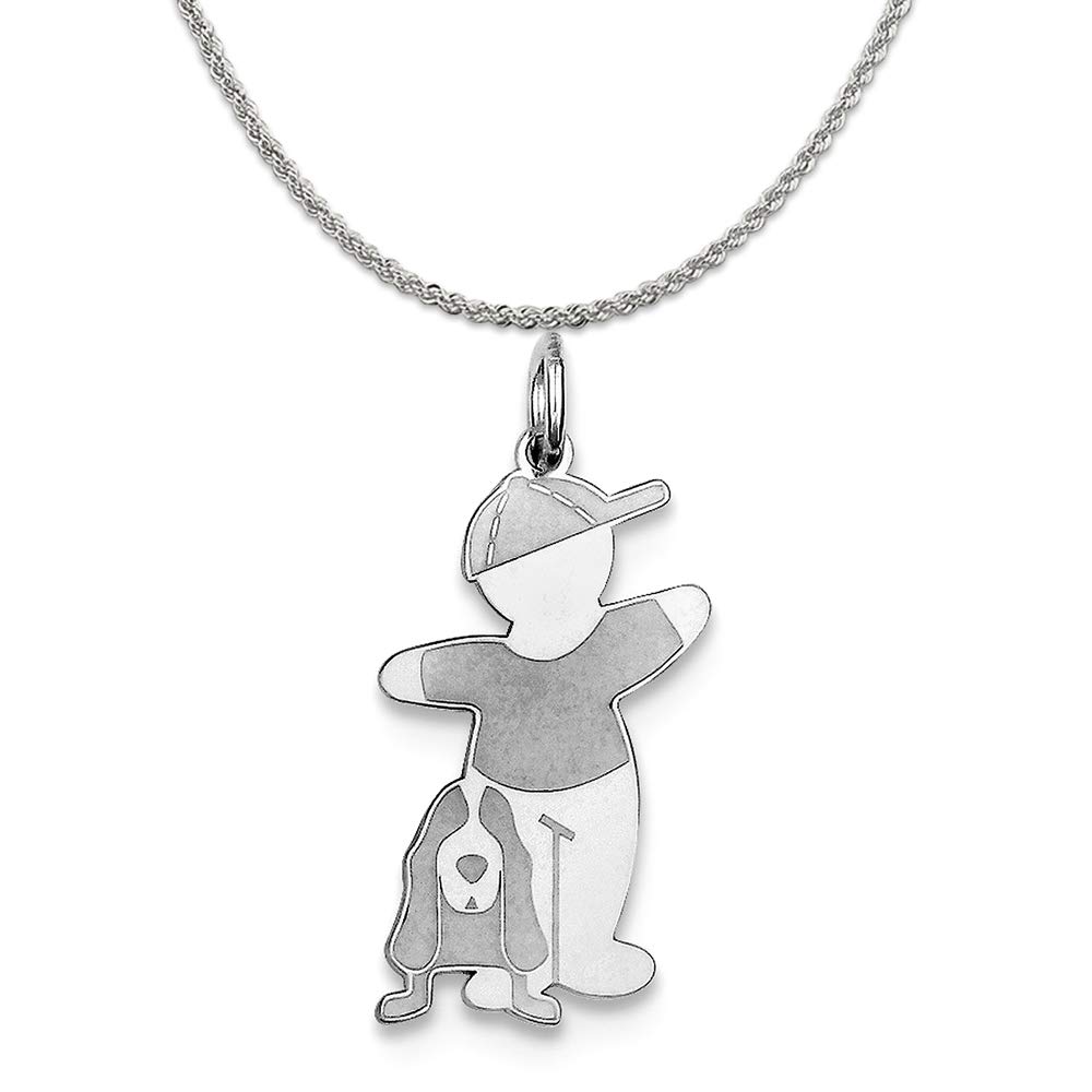 Mireval Sterling Silver Pee-Wee Cuddle Charm on a Sterling Silver Box Chain Necklace, 18"
