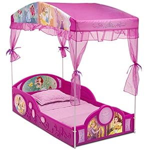 Delta Children – Disney Princess Plastic Sleep and Play Toddler Bed with Canopy, Pink