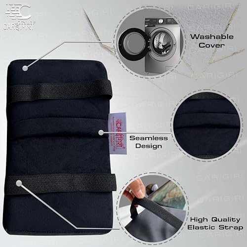 Image of Carigiri ComfiRest Car Armrest Cushion| Memory Foam Arm Cushion| Universal for All Cars| Armrest Support Extender| Height Armrest Pad(White Seam,Breathable Velvet)