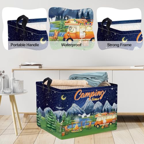 Clastyle-Black-Night-Camping-Storage-Basket-Clothes-Toy-Tool-Food-Picnic-Basket-Outdoor-Beach-Pool-Towel-Basket-Rectangle-Moutain-Lake-Fir-Tree-Caravan-Bin