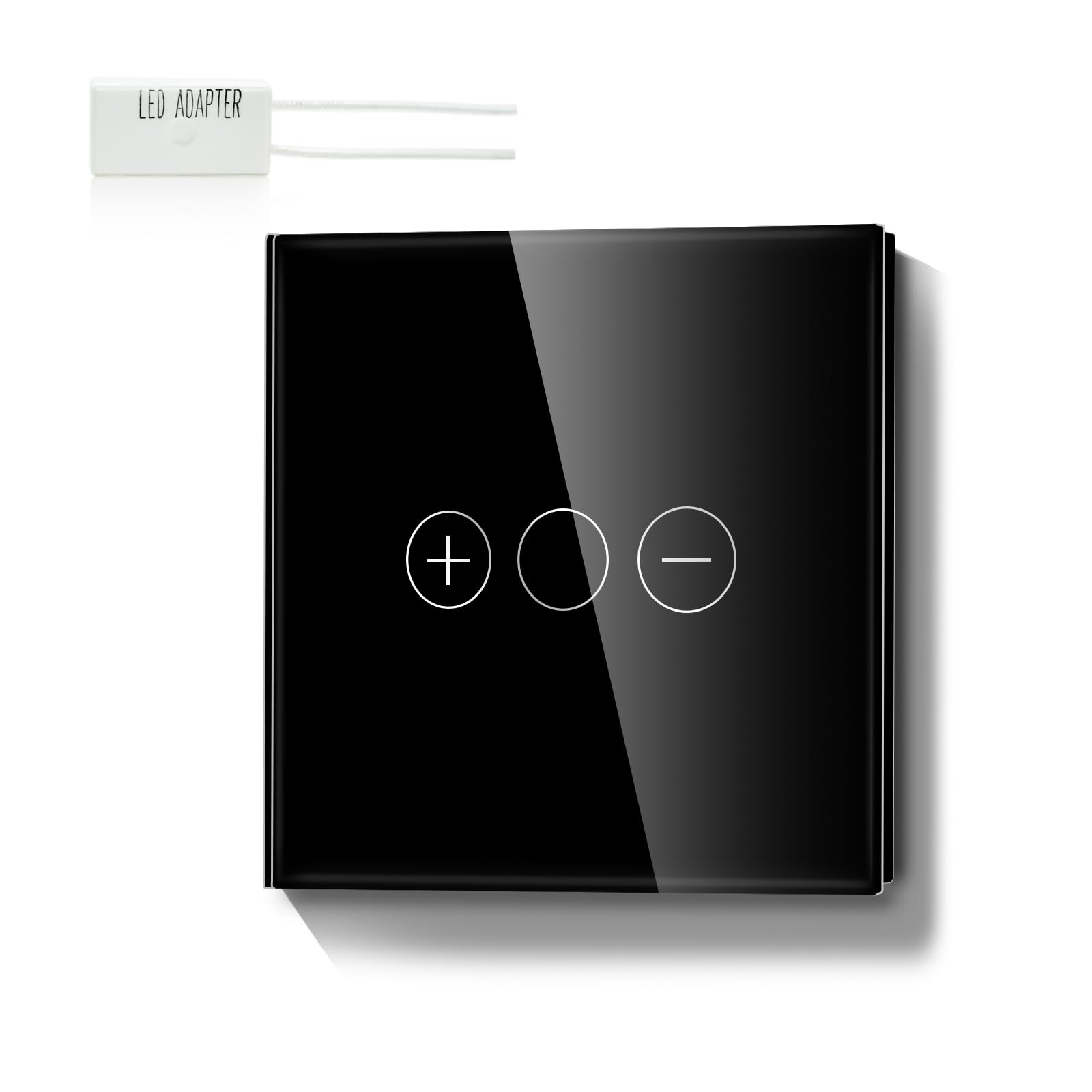 LIAONFOY Normaler Touch Dimmschalter Unterputz Berühren Lichtschalter Glas Touch Screen Schalter LED Dimmer Lichtschalter Kipplichtschalter 110-240V 86mm Schwarz