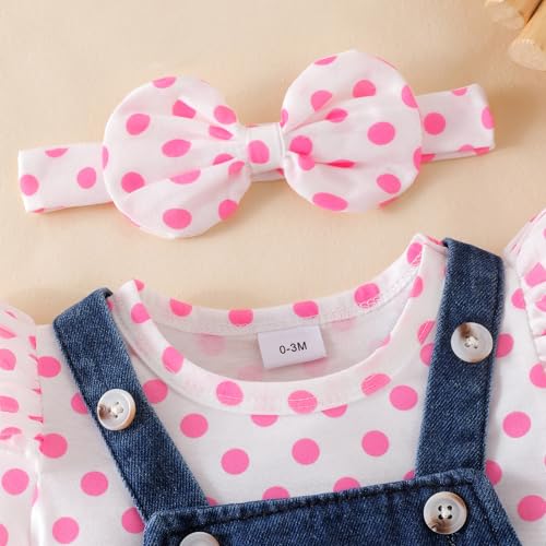 Image of Baby Girl Clothes Newborn Ruffle Romper Elephant Jeans Skirt 0-18M | Soft Romper, Adjustable Jean Skirt with Headband Elephant Butterfly Design, Snap Closure, Everyday Wear