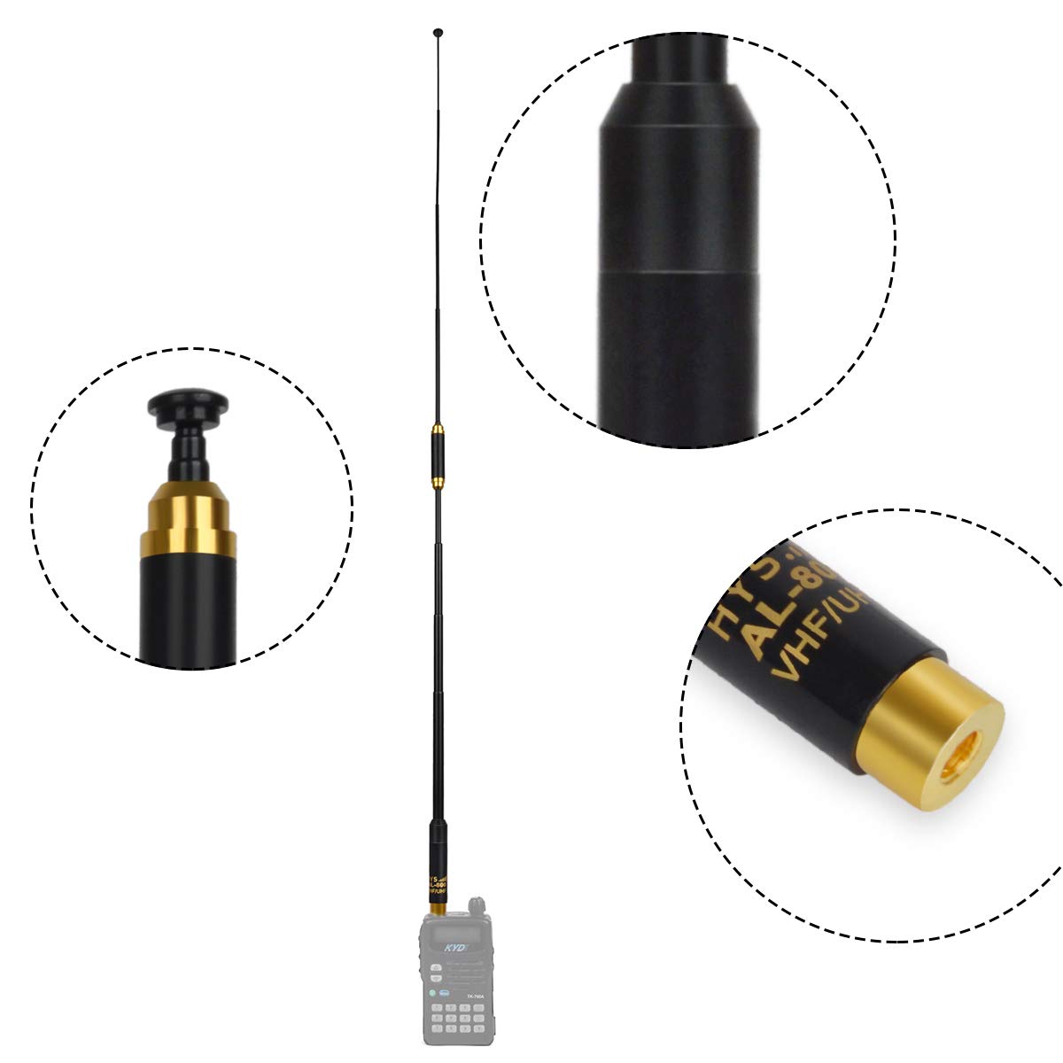 Antenna Telescopica Walkie-Talkie 27MHz Con Connettore SMA-F | Ricetrasmittente A Onde Corte Da 10W, Acciaio Inossidabile - 3