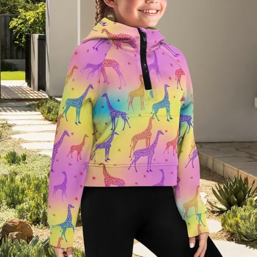 Uourmeti Long Sleeve Active Hoodies for Girls Half Zip Cropped Sweatshirts with Pockets3
