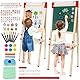 Kinder Staffelei Holz Kindertafel mit Papierrollenhalter Doppelseitige Kinder Spiel-Tafel aus Holz Kreidetafel und Whiteboard für Jungen Mädchen