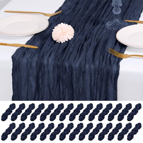 RealBox 28 Pack Navy Blue Cheesecloth Table Runner 17x108 Inch