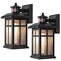 Motion Sensor Outdoor Wall Lights 2 Packs- Updated Dusk to Dawn Outdoor Lighting, Exterior Light Fixtures with E26 Sockets & Tempered Glass, Wall Mounted Black Waterproof Outdoor Lights for House