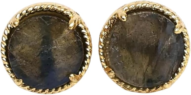 Gempires Gemstone Stud Earrings for Women 14k Gold Plated Prong Set Genuine Crystal Hypoallergenic Handmade Minimal Everyday Jewelry Elegant Birthstone Earrings Gift for Her - Image 2