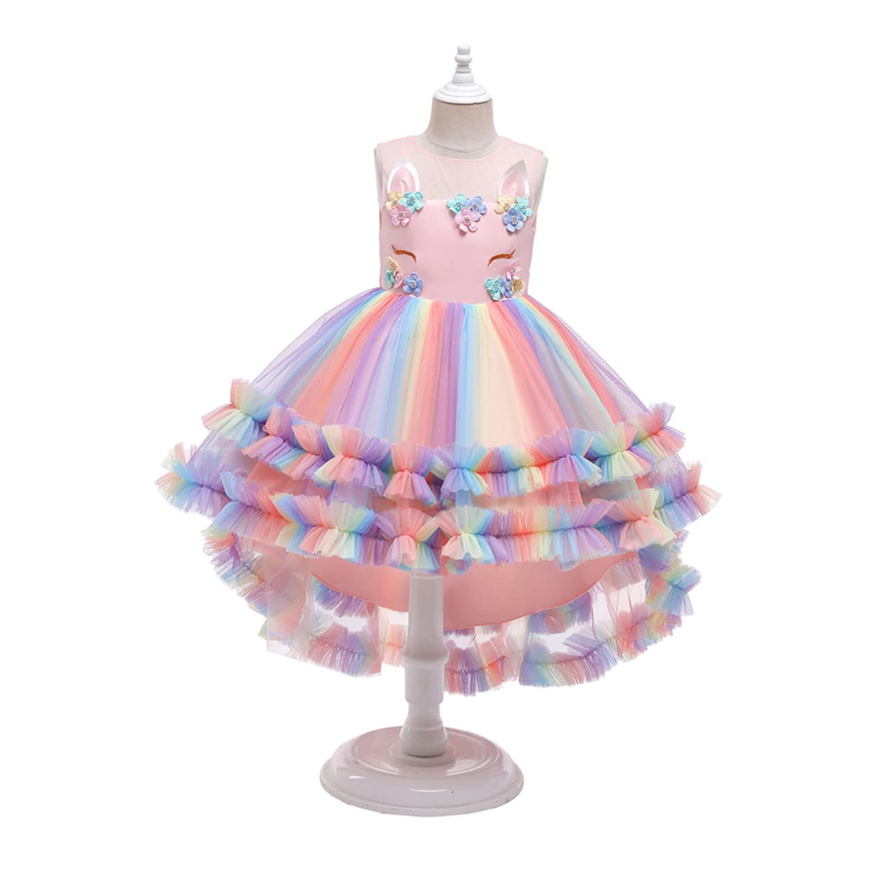 COLLBATH Tutù Abito in Paillettes Glitterate Costumi Per Bambini Abito in Tulle Per Bambina in Rete Glitterata Costume Da Ragazza Gonna Per Ragazze Da Ballo Cotone Rosa