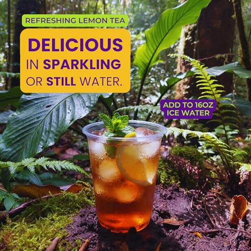 Image of purple tree Organic Energy Stick Packets - Zero Sugar, 80mg Natural Caffeine from Yerba Mate & Guarana, with B12 Vitamins for Smooth, Crash-Free Energy - Lemon Iced Tea Flavor, 6 to-Go Packs