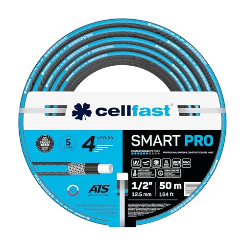 Cellfast Gartenschlauch SMART 3-lagiger mit dauerhafter Verstärkung aus Garn höchster Qualität, Doppelgeflecht mit Kreuz- und Trikotgewebe ATSV, druck- und UV-beständig 20 bar Berstdruck, 25m, 3/4 zol