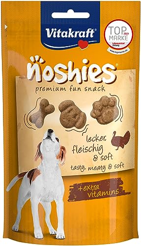 Vitakraft Noshies, Hundeleckerlie, mit hochwertigem Truthahnfleisch, ideal zum Verwöhnen, Vitamine für Haut und Fell (1x 90g) (Packung mit 2)