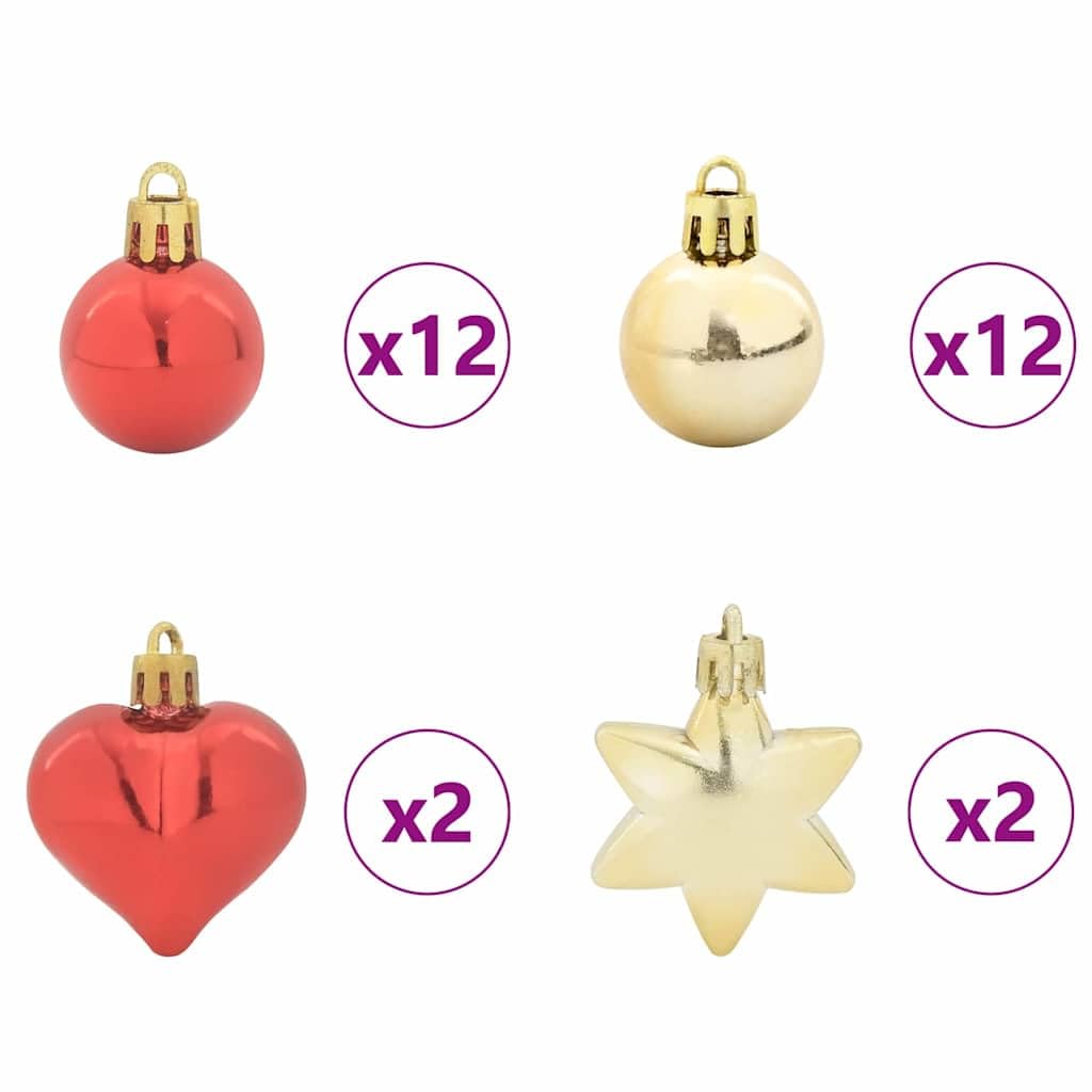 Weihnachtskugel-Set 40 pcs Gold und Rot Kunststoff Ø 6 cm Christbaumschmuck Anhänger und Ornamente für Tannenbaum Winter Dekoration Advent Deko Stern Figur Lametta