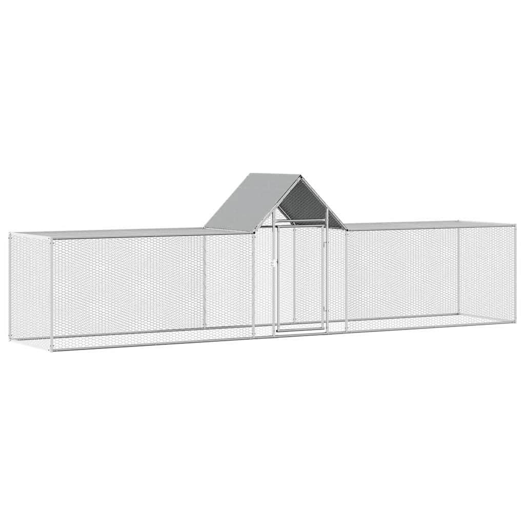 Gallinero 5 x 1 x 1,5 m, acero galvanizado para pollos, jaula para pájaros y mascotas