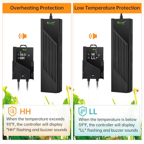 Image of hygger - Aquarium Heater with Intelligent Temperature Controller, 1000W for 130-260 Gallon Fish Tank Submersible Heater with Automatic Heating System for Freshwater