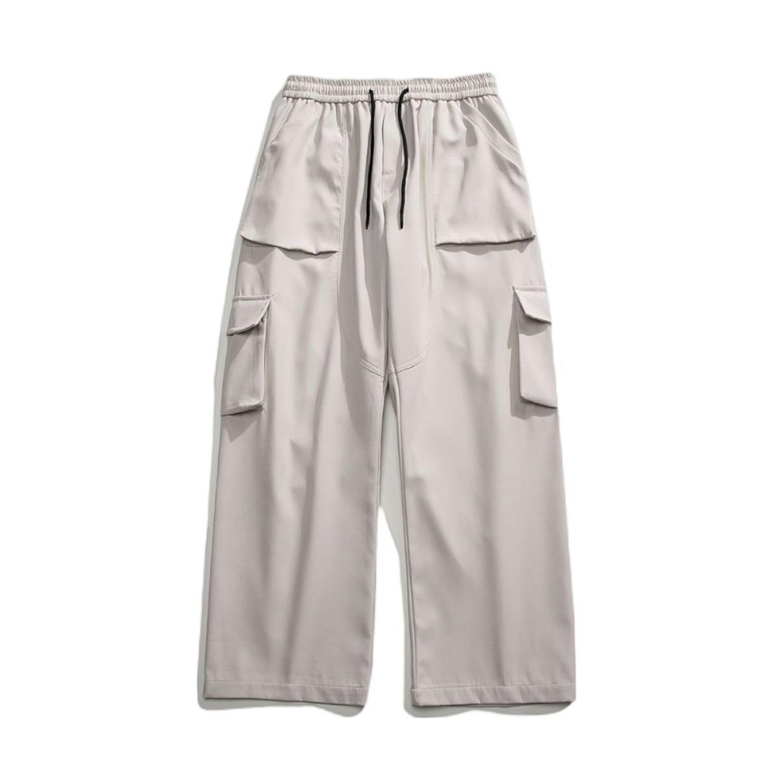 Salopette décontractée hommes pour l'été, pantalon large polyvalent blanc cassé