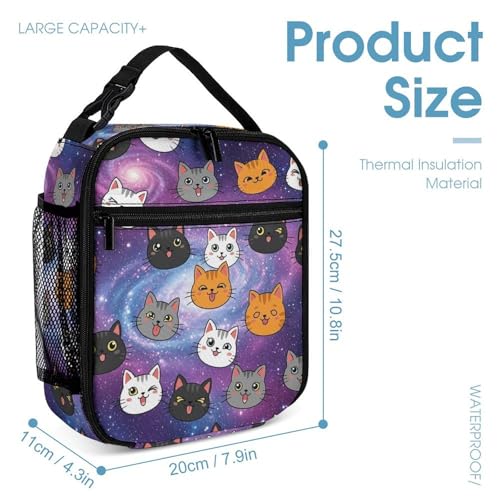 Backpack Bookbag Set Cute Cats Animals Backpack with Lunch Bags and Makeup Bag Shoulder Bag with Lunch Box Storage Bags4