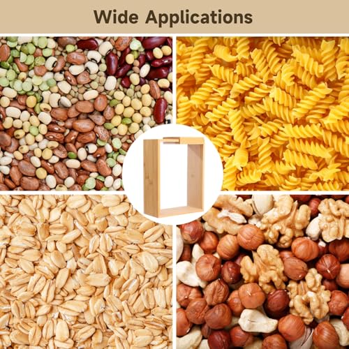 Image of 2 Pcs Wooden Cereal Storage Boxes, 8.7 x 6.8 x 3.1 in Dry Food Dispenser with Slide Lid, Visible Window, Wood Food Storage Container for Kitchen, Pantry Organization
