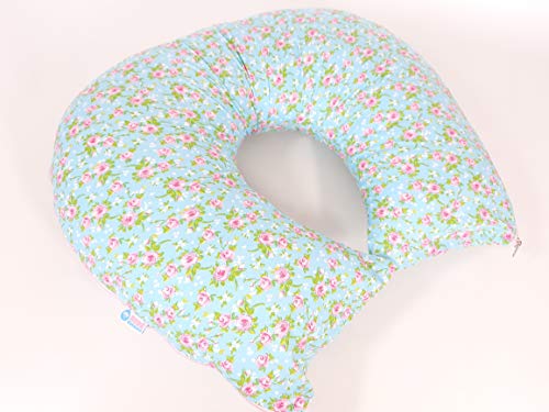 Almofada Amamentação FLORAL COM FUNDO AZUL CLARO - SUPER FIRME!