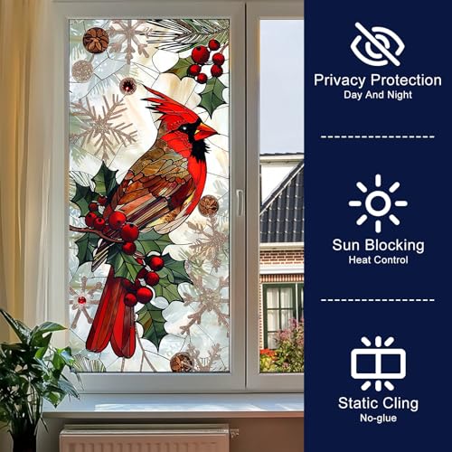 Vinilo Decorativo Navideño HOMETITUTE 17.7x39.3 pulg Pájaro Rojo miniatura 2