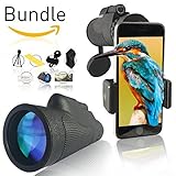 GrayLu HD Smart Monocular 12x50 Compact High Power Dual Focus Zoom Scope -|- with Phone Adapter and Tripod -|- Universal Mount, Monoscope Lens, Best Kids Telescope, Monoculars for Adults, Monoscopes