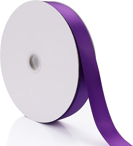 Cinta morada para envolver regalos de 1 pulgada x 100 yardas, rollo de tela satinada perfecta para decoración de boda, San Valentín, Mardi Gras,