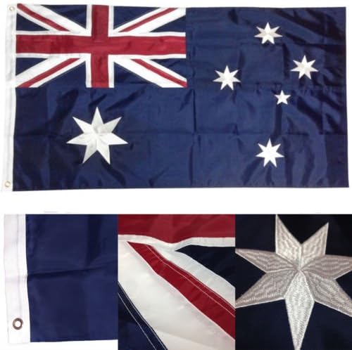 Moon 3x5 Embroidered Australia Australian 210D Sewn Nylon Flag 3x5 - Bright Color UV Resistant - Prime Outside Garden Cave Home Decor