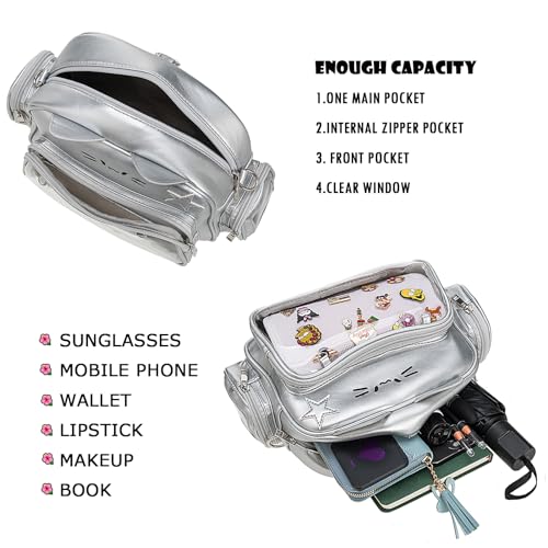 Kawaii Ita Bag Crossbody Bag Cute White Cat Backpack Girls Shoulder Bags Pin Display with Insert