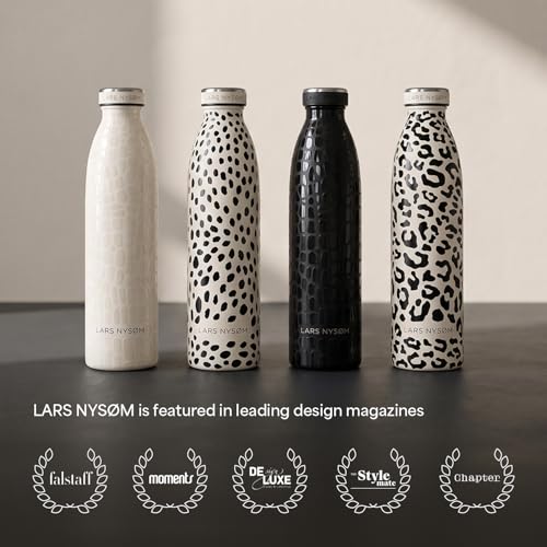 Image of LARS NYSOM Stainless Steel Insulated Water Bottle 12oz 17oz 25oz 34oz 51oz | Insulated Thermo Flask for Hot and Cold Beverages | Leakproof Drinking Bottle (Beige, 25.4oz)