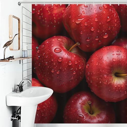 Rideau de douche imperméable anti-éclaboussures Red Apple polyester moderne
