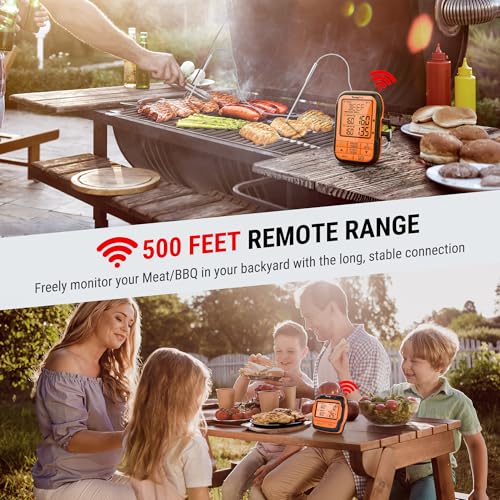 Image of TempPro 500FT Long Range Wireless Meat Thermometer for Grilling and Smoking with 2 Probes, Smoker BBQ Grill Kitchen Food Cooking Digital Thermometer for Meat Turkey (Previously ThermoPro)