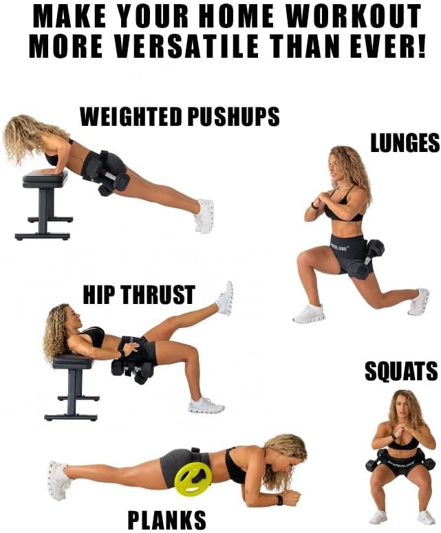 Hip Thrust Belt for Dumbbells - Booty Trainer & Glute Workout Equipment - Booty Belt for Hip Thrust - Yoga Ball - Magnetic Towel – at Home Gym Essentials for Women