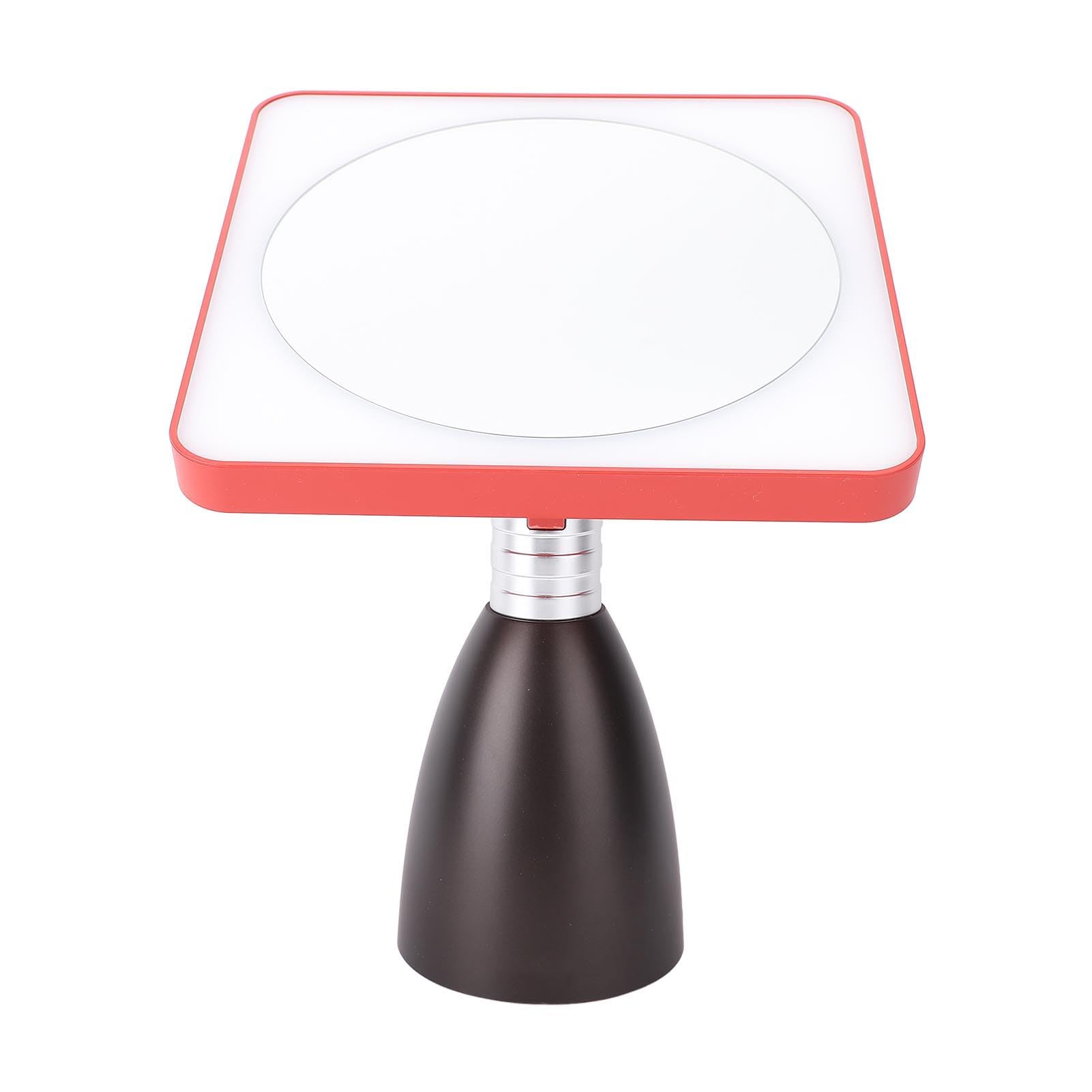 Dpofirs Przenośne lustro kosmetyczne na biurko z 3 diodami LED o temperaturze barwowej, regulowane pod kątem, lusterko do makijażu, do podróży, ABS/PC/PMMA (czerwono-czarne)