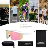Long Keeper Sportowe okulary przeciwsłoneczne dla kobiet i mężczyzn do jazdy na rowerze, okulary do biegania, okulary MTB, okulary outdoorowe do biegania, wędkarstwa, jazdy, biały, różowy, Rozmiar