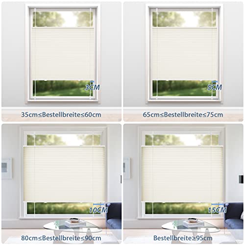 Plissee ohne Bohren Klemmfix Plissees Weiß B90 x H210 cm Faltrollo Plisseerollo Jalousien Rollos für Fenster ohne Bohren Sichtschutz und… – Ansicht 5
