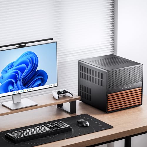 Image of Jonsbo N5 NAS Enclosure - Cube E-ATX Cube Case with Space for 16 Drives, 8 Slots, Mesh Design, Wooden Decor, USB-C, Ideal for NAS & Workstation, Black