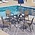 Anmutig 5 Piece Patio Dining Set for 4, 37”x37” Square Table with Umbrella Hole, 4 Metal Sling Chairs, Outdoor Table and Chairs Set for Lawn Backyard and Deck Brown