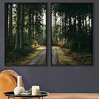 2 Piece Framed Canvas Wall Art Rustic Woods Canvas Prints Home Artwork Decoration for Living Room,Bedroom - 16