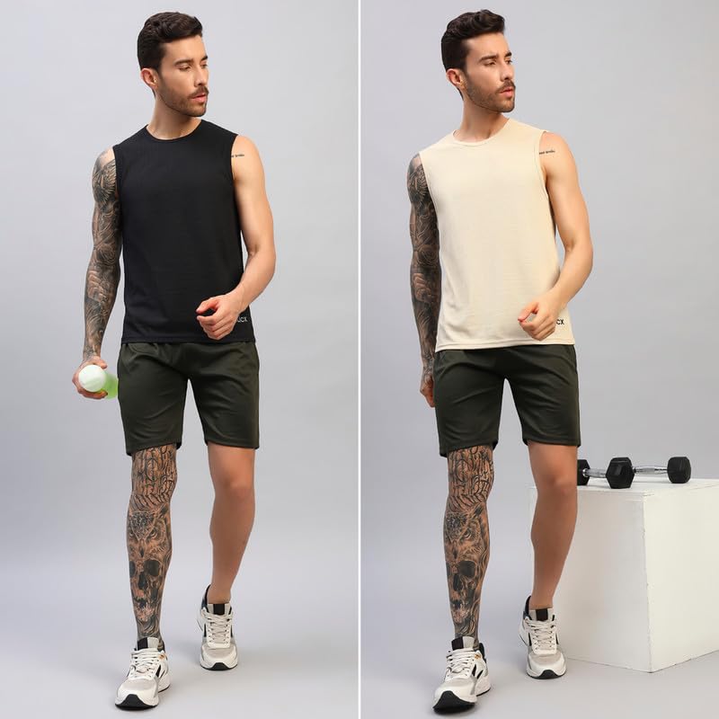 Image of ATICX Men's Slim Fit Sleeveless Sports T-Shirt - Gym Vest, Quick Dry Breathable Training Tank Top for Workout, Running, Cycling, Badminton, Basketball & Swimming Training Wear