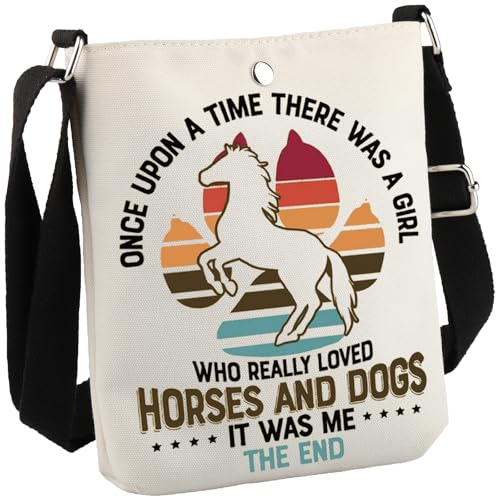 Horse & Dog Lover Gift Animal Accessories Stuff There Was A Girl Who Really Loved Horses&Dogs Crossbody Bag