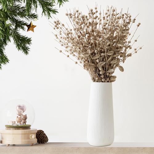 CristBest 24-Pack Christmas Tree Picks Ornaments, Artificial Glitter Berry Stem Glittery Twigs Ornaments for Christmas Tree Decorations, Small Vase, Holiday, Wedding, Party Decorations (Champagne) - image 4