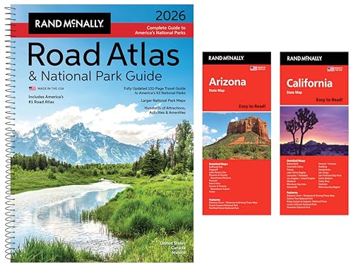 2026 Road Atlas & National Park Guide with Arizona & California State Maps