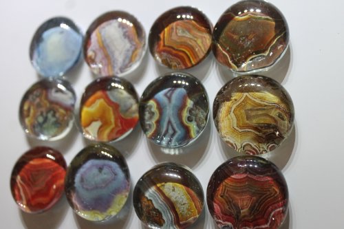 Geocache Swag Glass Refrigerator Magnets - Polished Agate Stones (Tumbled Rocks) #TOP1
